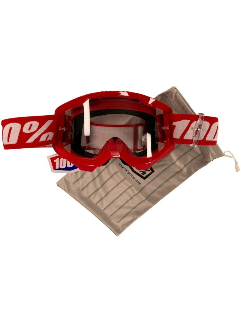 100% Strata 2 Goggles Red Clear Lens Motocross/Off-Road Riding Eyewear NEW